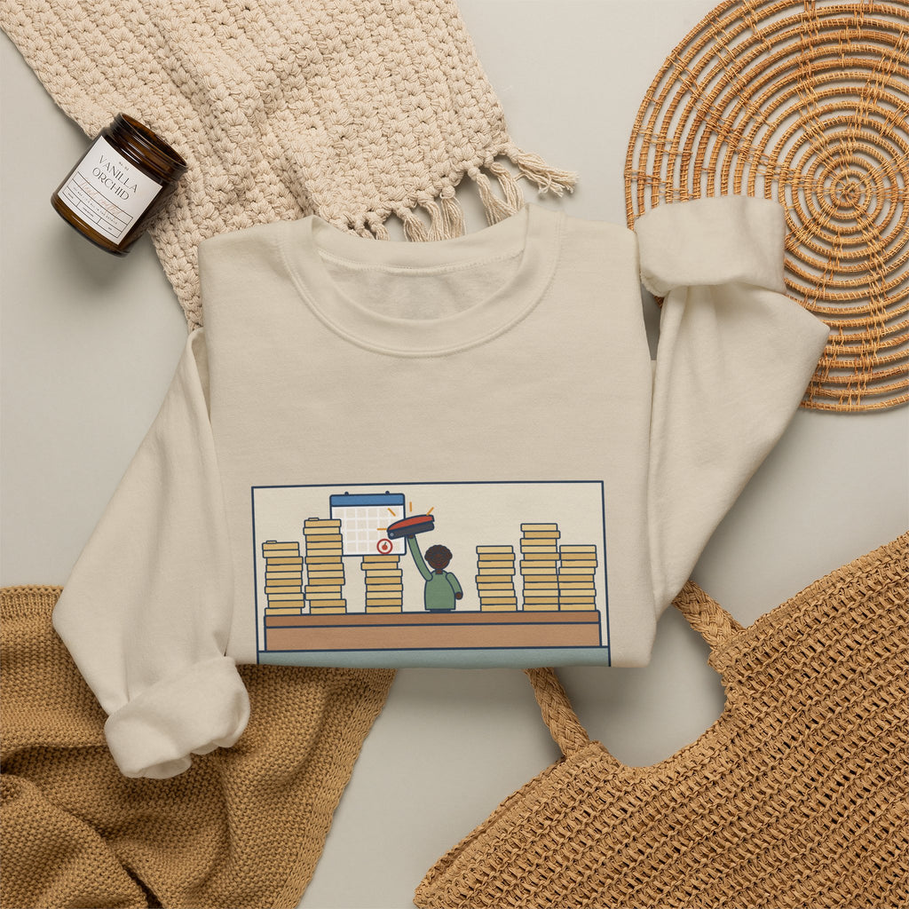 School Registrar Sweatshirt, August, Three Hundred Enrollment Forms and One Stapler, Funny Front Office Crewneck