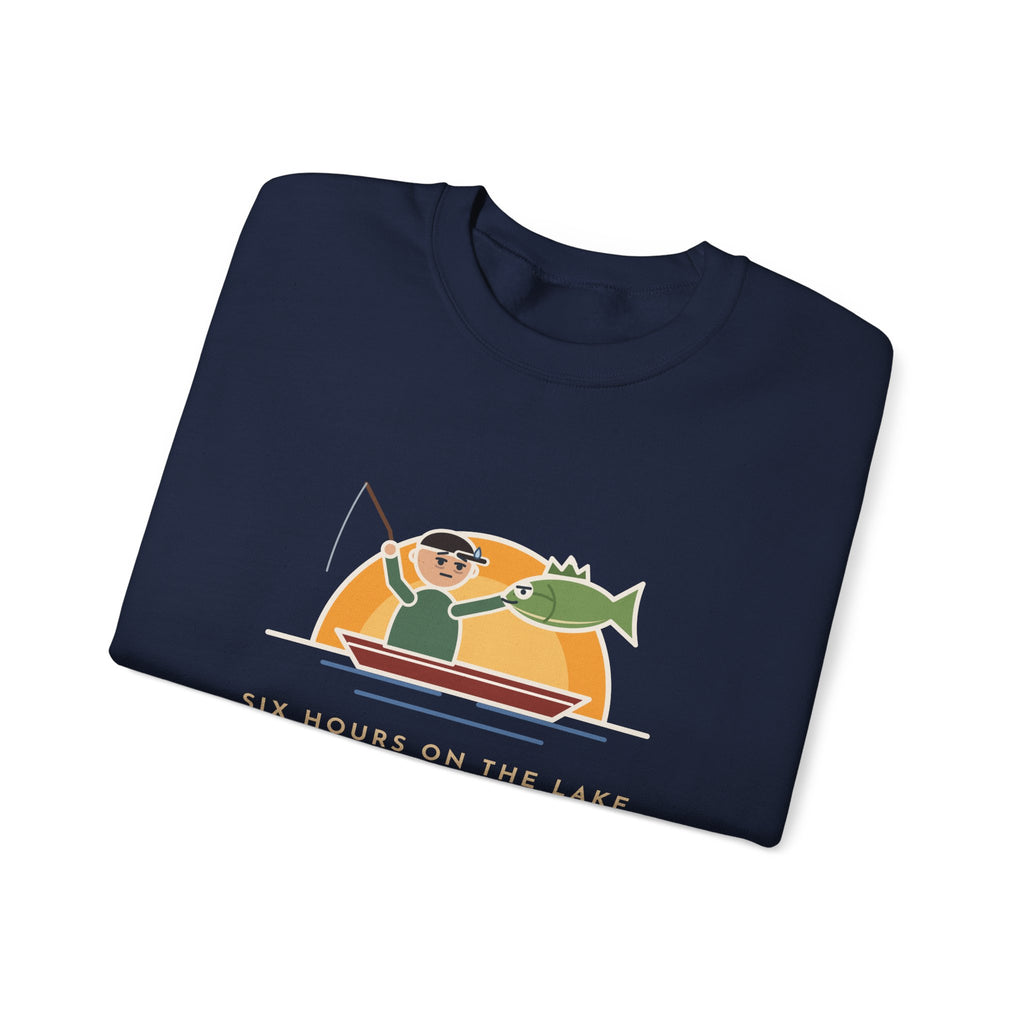 Funny Angler Crewneck Sweatshirt - Same Fish Twice After Six Hours on the Lake