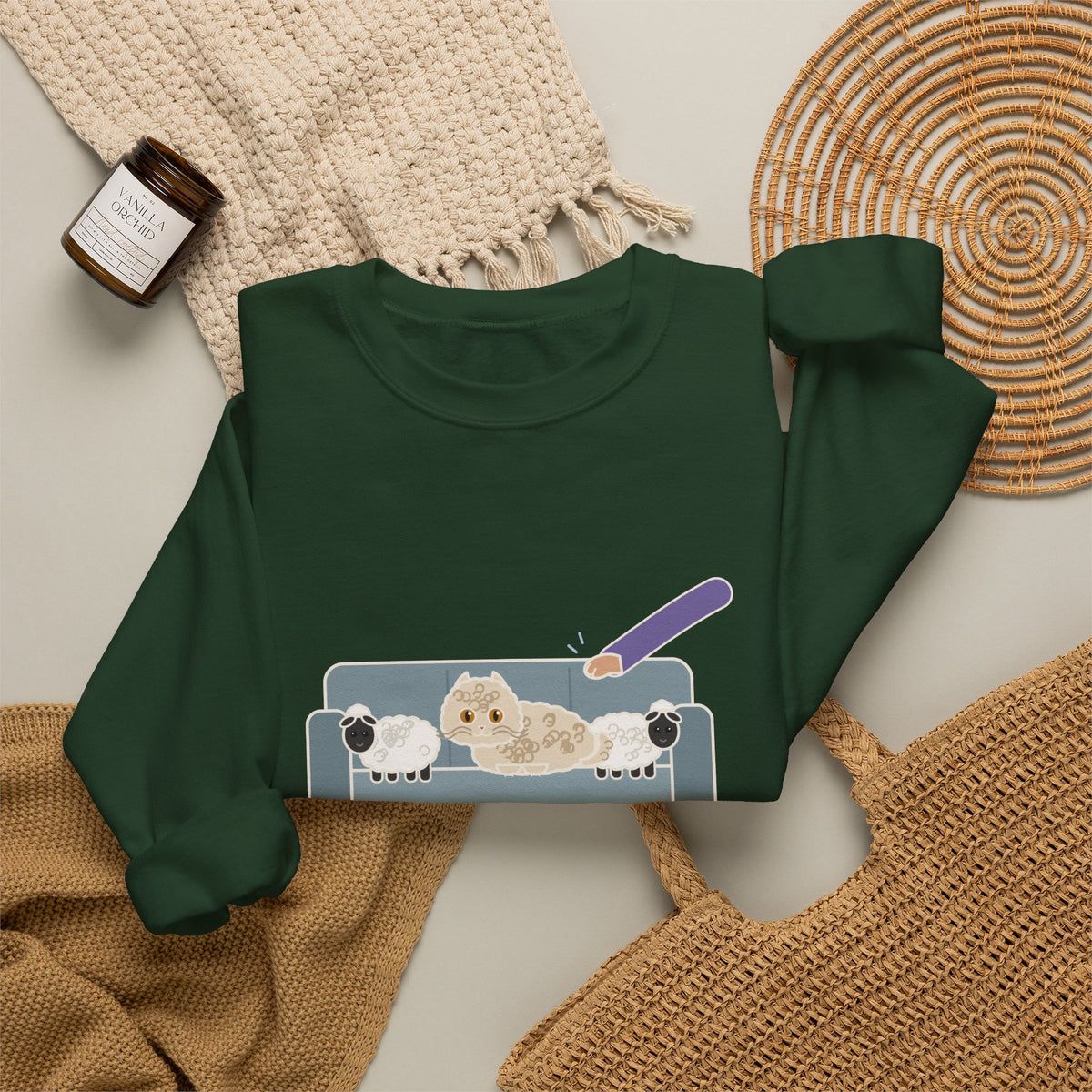 Selkirk Rex Crewneck Sweatshirt - Mistaken for a Stuffed Sheep