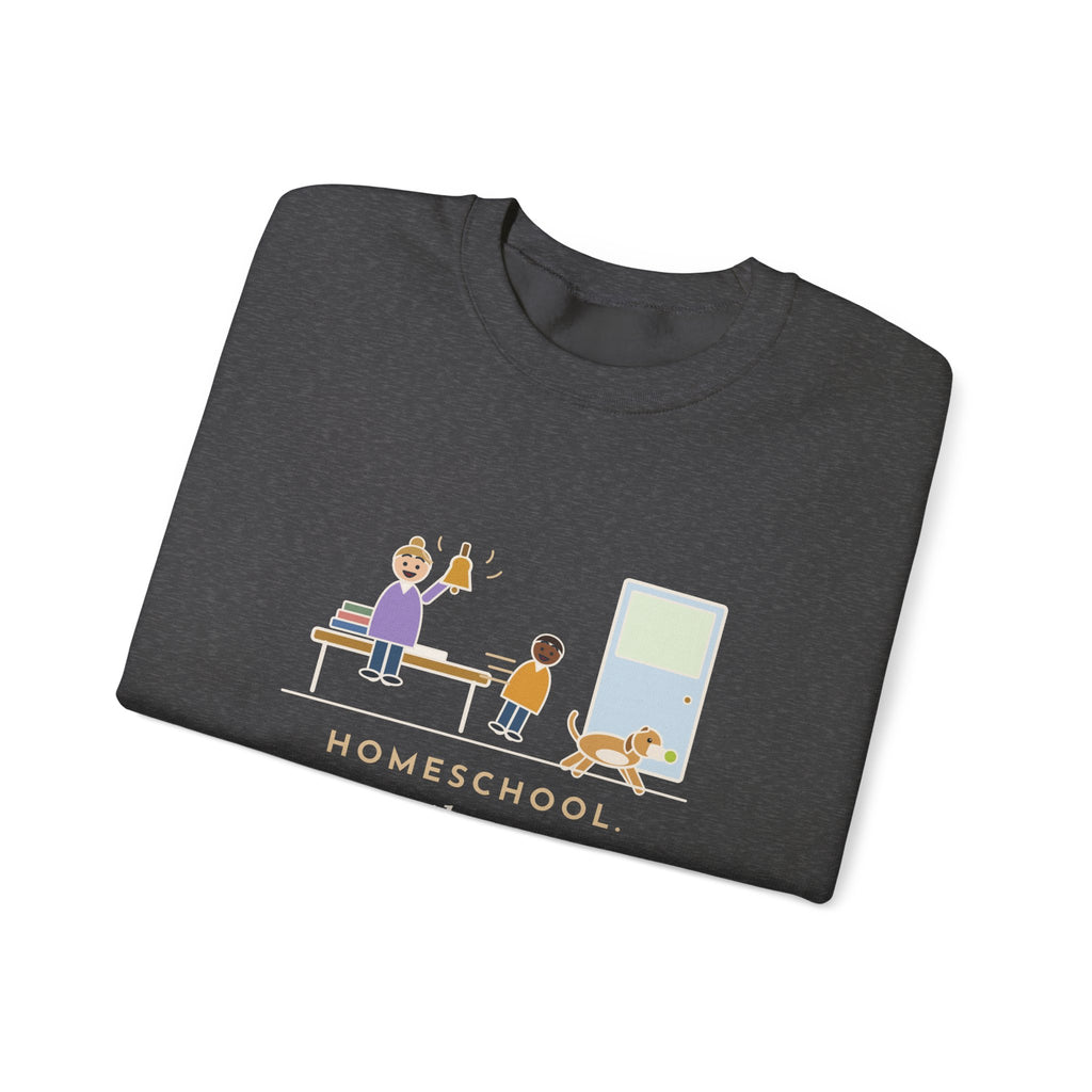 Homeschool Crewneck Sweatshirt - Recess Bell for One Kid and the Dog