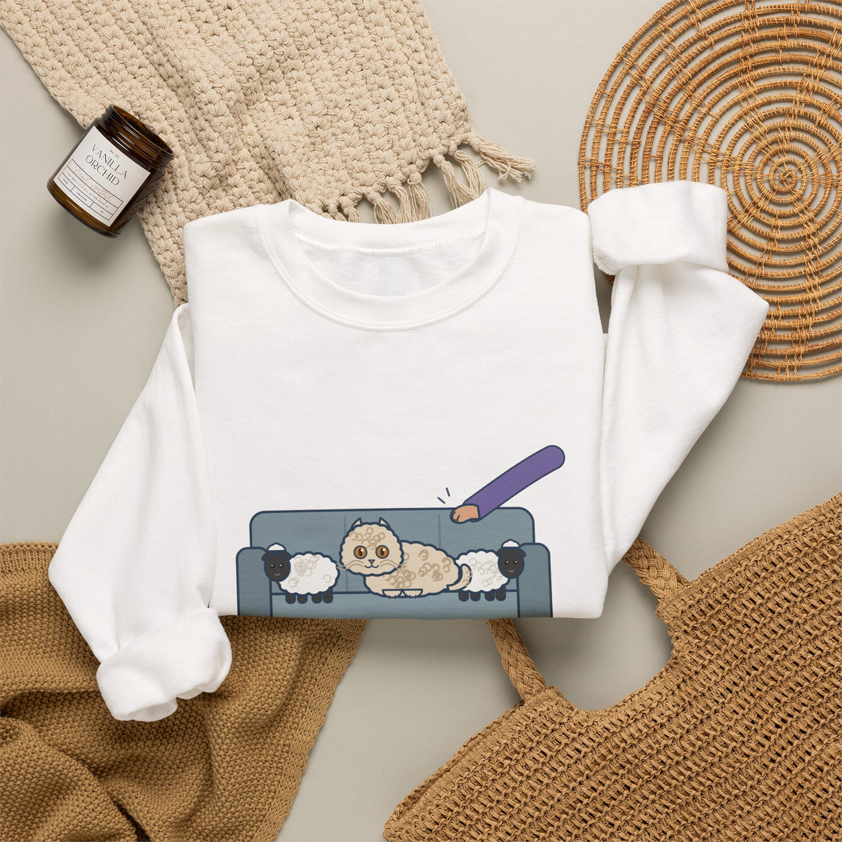 Selkirk Rex Crewneck Sweatshirt - Mistaken for a Stuffed Sheep