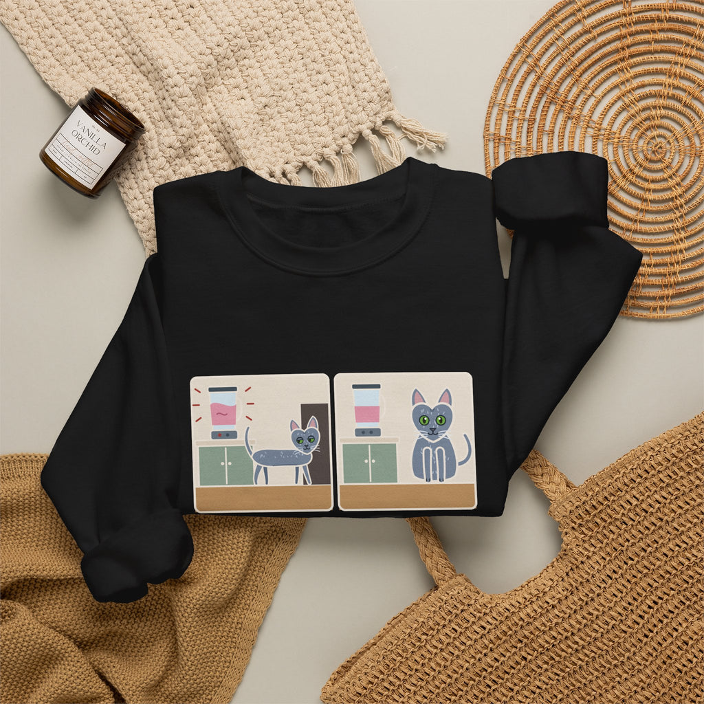 Korat Cat Crewneck Sweatshirt - Left When the Blender Started Silver-Blue Cat Owner Gift