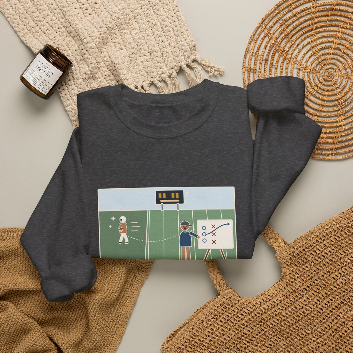 Football Coach Sweatshirt, Drew Up the Play, The Quarterback Ran It Backward and Scored, Funny Sideline Board Crewneck