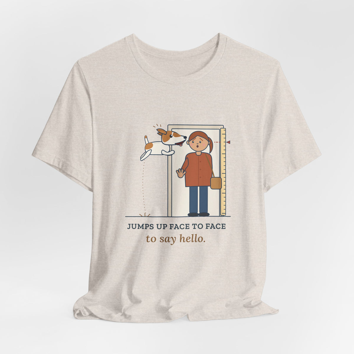 Jack Russell Terrier T-Shirt - Jumps Up Face to Face to Say Hello Funny JRT Tee