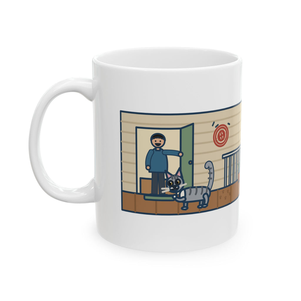 Indoor Cat Mug, Escaped onto the Porch for Nine Seconds, Came Back Like She'd Seen the World, Funny Coffee Mug 11oz