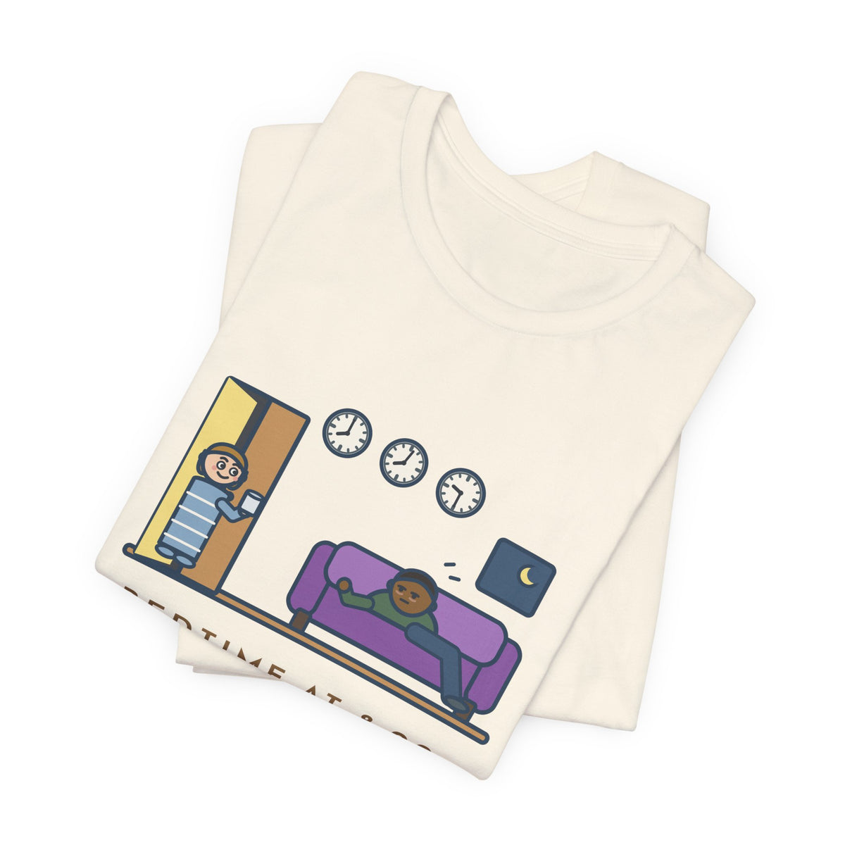 Funny Bedtime T-Shirt, Bedtime at 8:00, First Request for Water at 8:02, Last One at 9:30, Hallway Night Tee