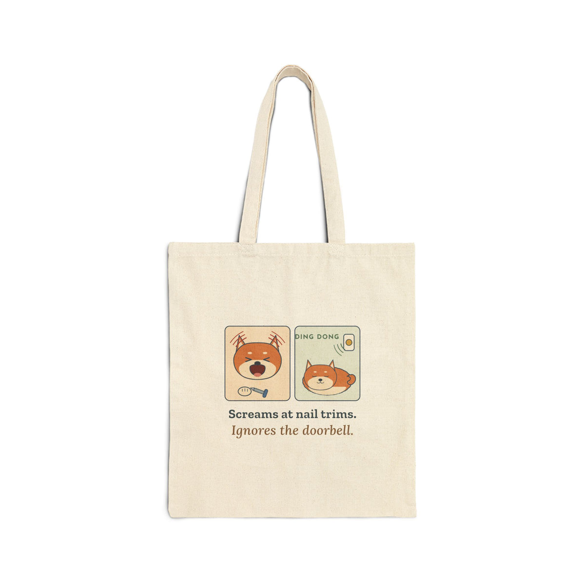 Shiba Inu Tote Bag - Screams at Nail Trims. Ignores the Doorbell.