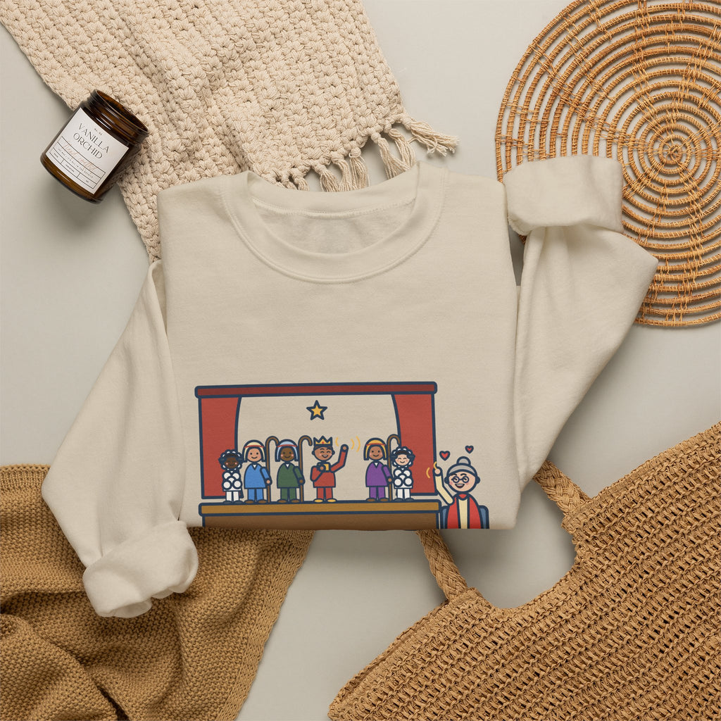 Christmas Pageant Sweatshirt, Three Shepherds, Two Sheep, One Wise Man Who Waved at Grandma the Whole Time, Funny Pageant Stage Crewneck