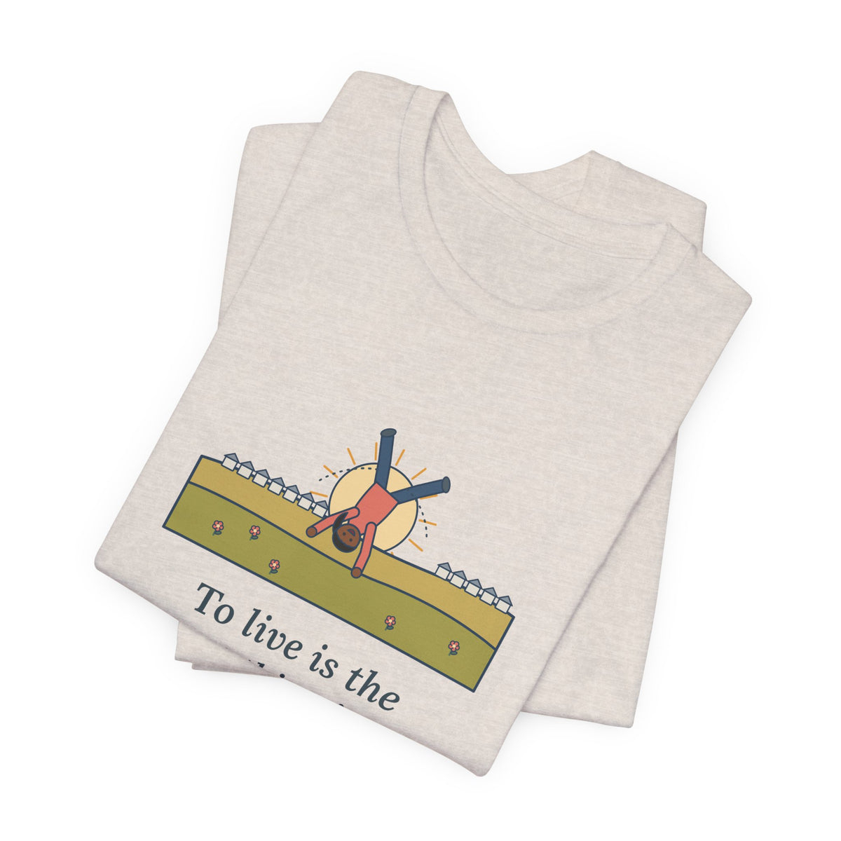 Oscar Wilde Quote T-Shirt, To Live Is the Rarest Thing in the World, Literary Cartwheel Meadow Tee