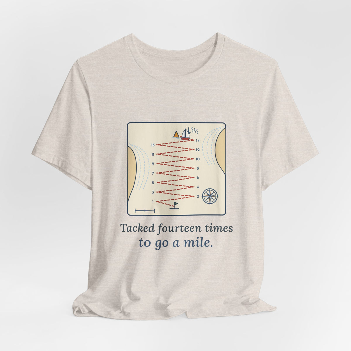 Sailing T-Shirt - Tacked Fourteen Times to Go a Mile Funny Sailor Tee