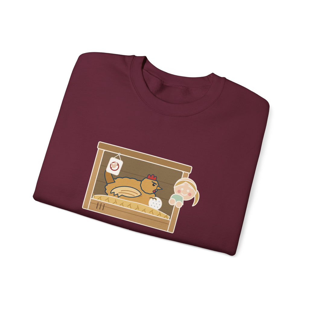 Backyard Chickens Crewneck Sweatshirt - She's Been Sitting on a Golf Ball for Three Days