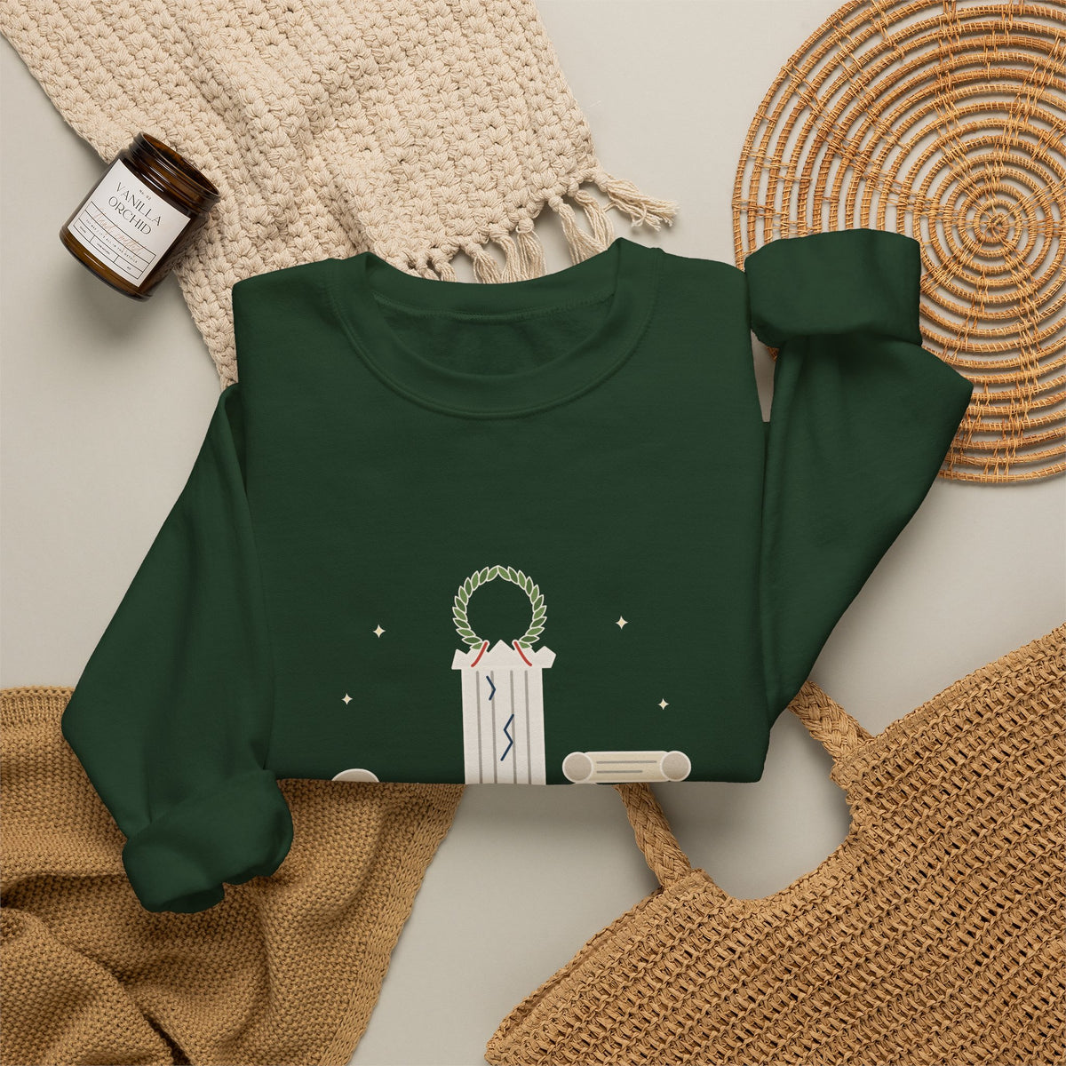 Beware the Ides of March Sweatshirt, Humor Shakespeare Quote Crewneck with Laurel and Column