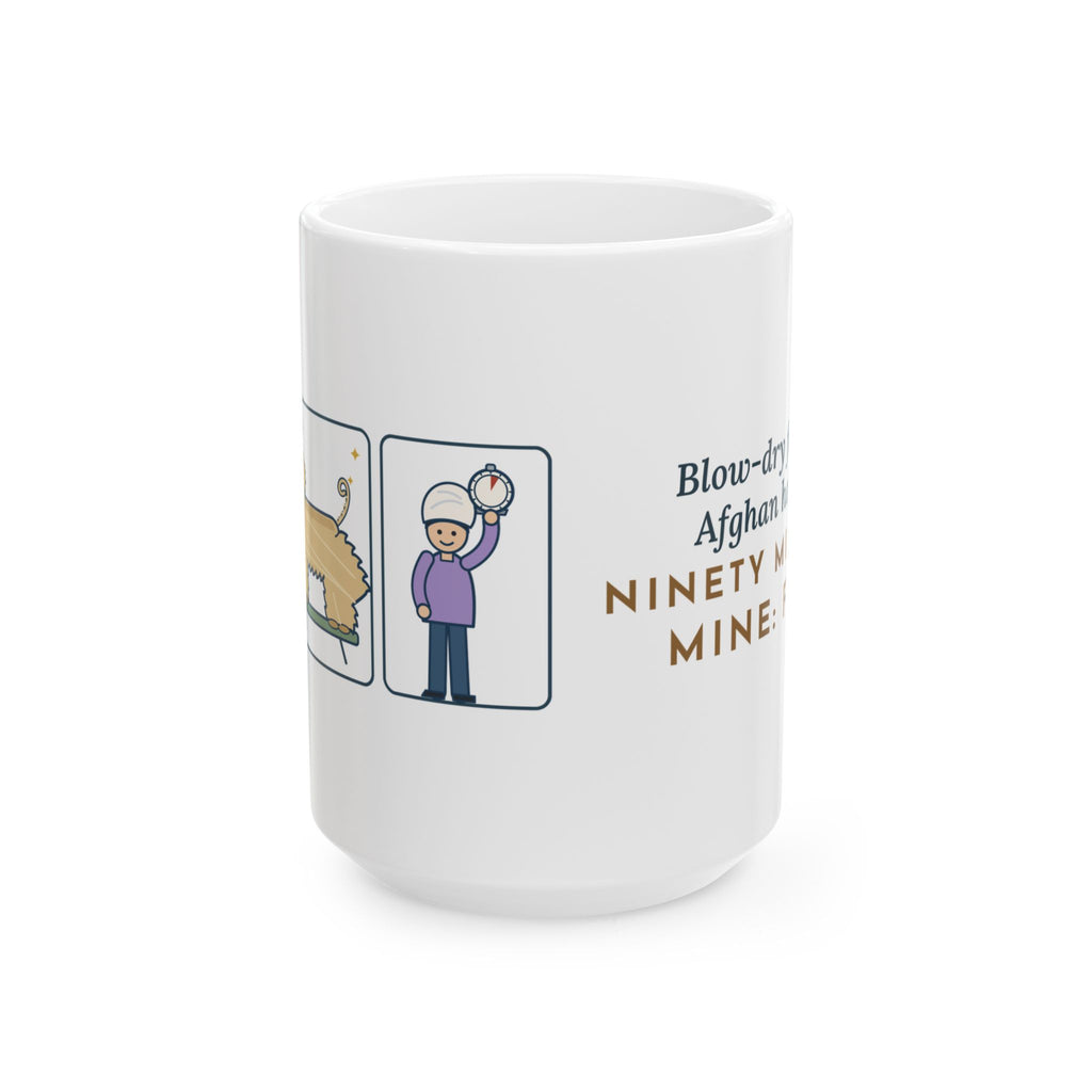 Large 15oz Afghan Hound Mug - Ninety-Minute Blow-Dry