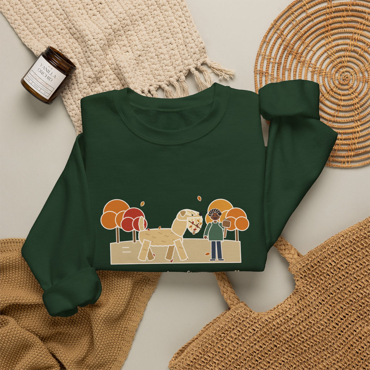 Wheaten Terrier Sweatshirt, Half the Park's Leaves in His Beard, Funny Autumn Walk Crewneck