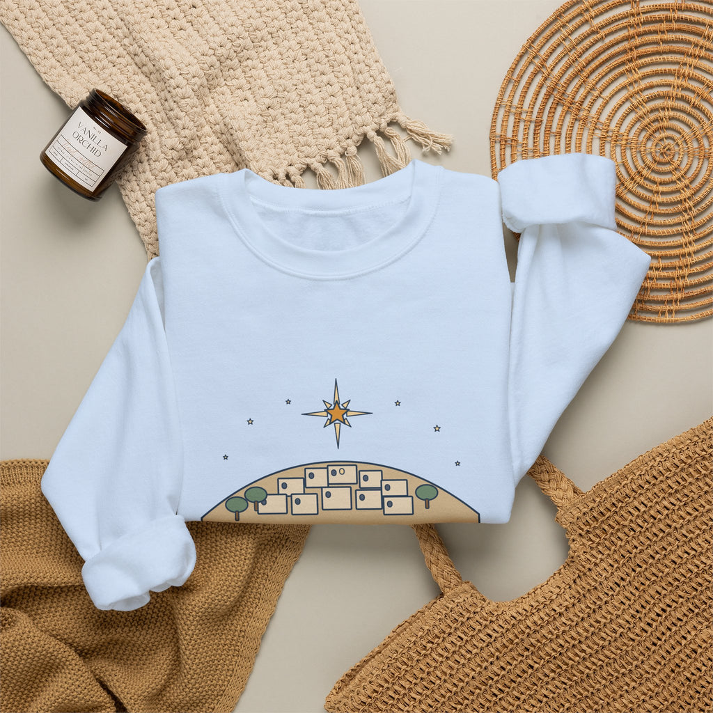 O Little Town of Bethlehem Sweatshirt, Christmas Brooks Quote Crewneck with Hill Town Star