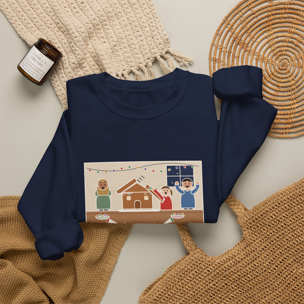 Gingerbread House Sweatshirt, The Roof Slid Off at the Second Gumdrop, Funny Holiday Baking Night Crewneck