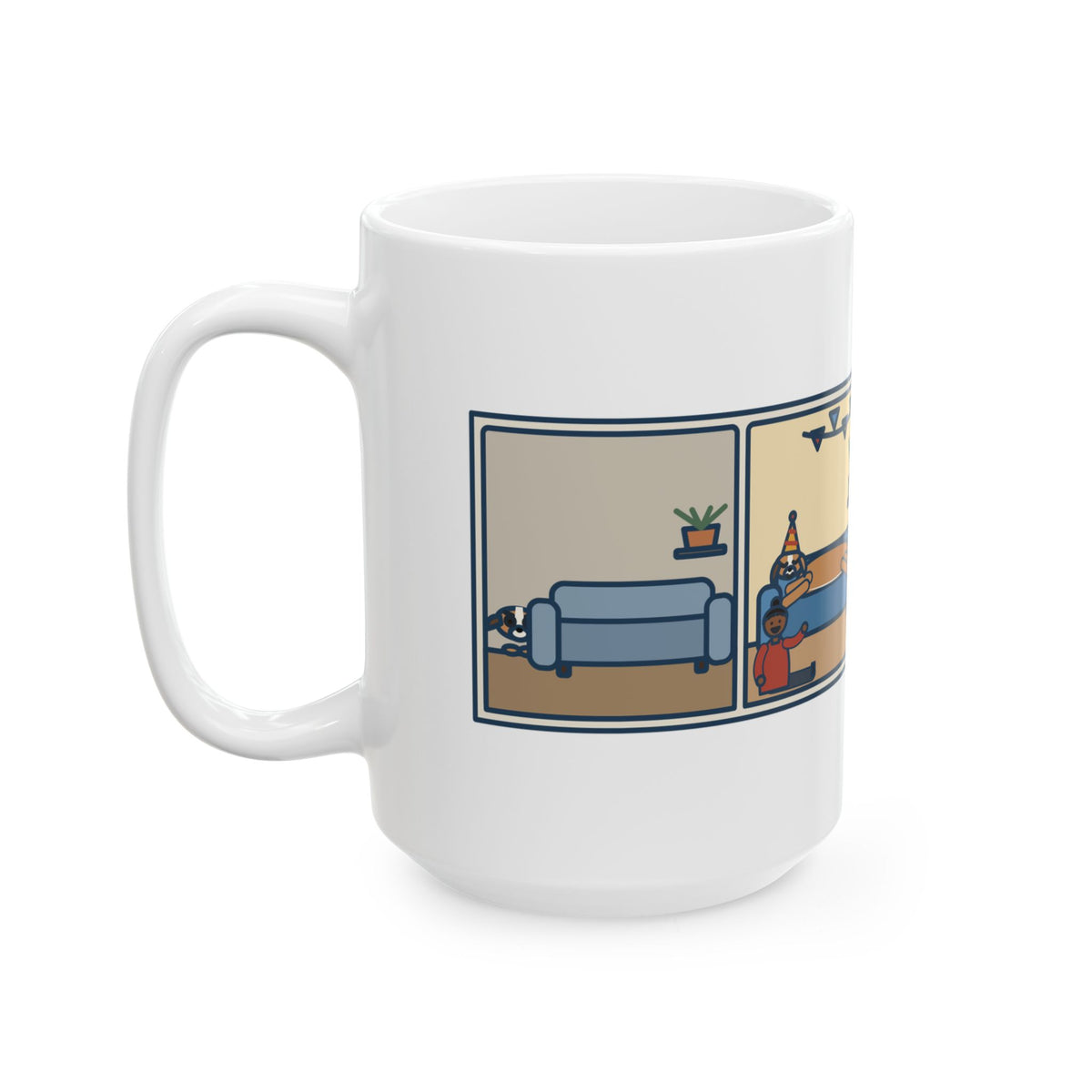 Five Years Ago She Hid Behind the Couch, Now the Couch Is Hers 15oz Mug, Large Funny Gotcha Day Coffee Mug
