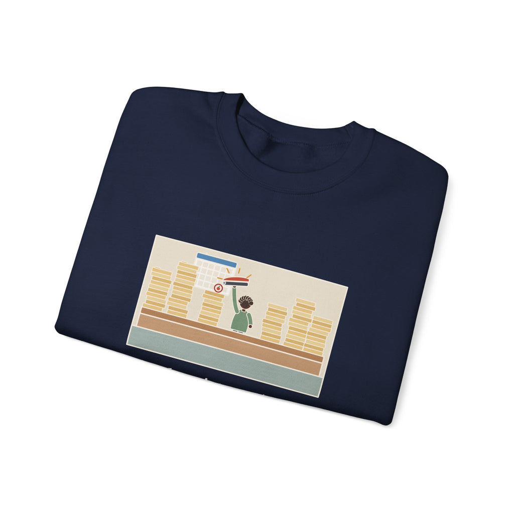 School Registrar Sweatshirt, August, Three Hundred Enrollment Forms and One Stapler, Funny Front Office Crewneck