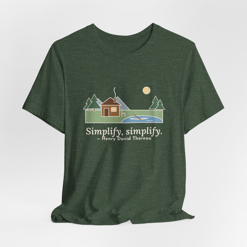 Thoreau Nature Quote T-Shirt, Simplify, Simplify, Minimalist One-Room Cabin Tee