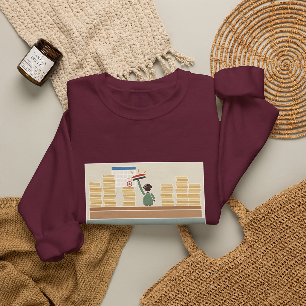 School Registrar Sweatshirt, August, Three Hundred Enrollment Forms and One Stapler, Funny Front Office Crewneck