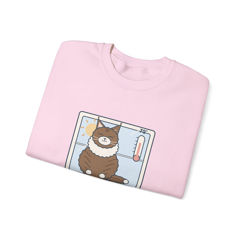 Norwegian Forest Cat Crewneck Sweatshirt - Wears a Winter Coat to the Windowsill