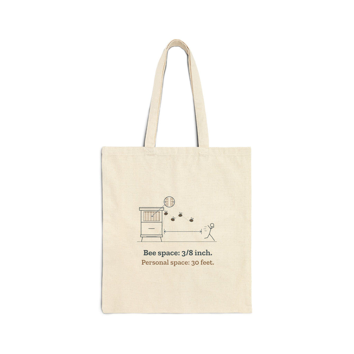 Beekeeping Tote Bag - Bee Space: 3/8 Inch. Personal Space: 30 Feet. Gift Tote
