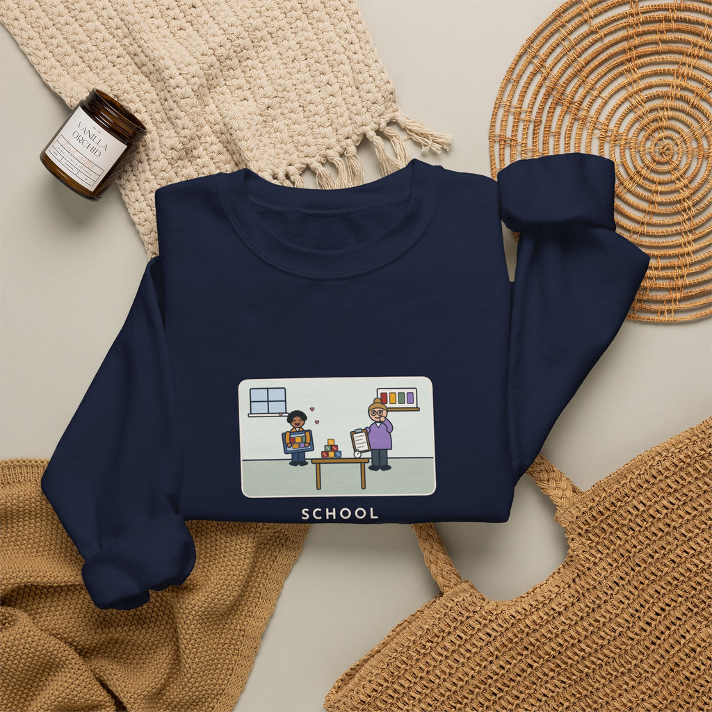 School Psychologist Sweatshirt, Testing Day, He Finished the Puzzle Section and Asked to Take the Puzzles Home, Funny Testing Room Crewneck