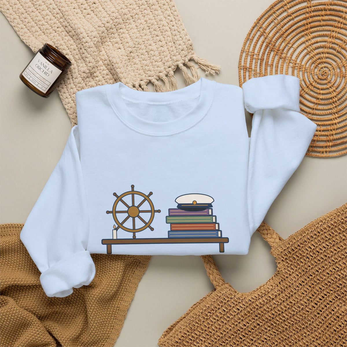 O Captain My Captain Sweatshirt, Teacher Walt Whitman Quote Crewneck with Captain's Desk