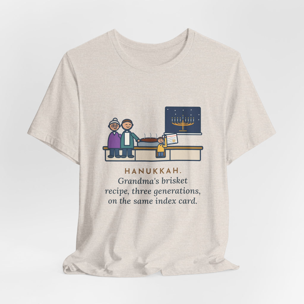 Funny Hanukkah Brisket T-Shirt, Grandma's Recipe, Three Generations, the Same Index Card, Recipe Card Tee