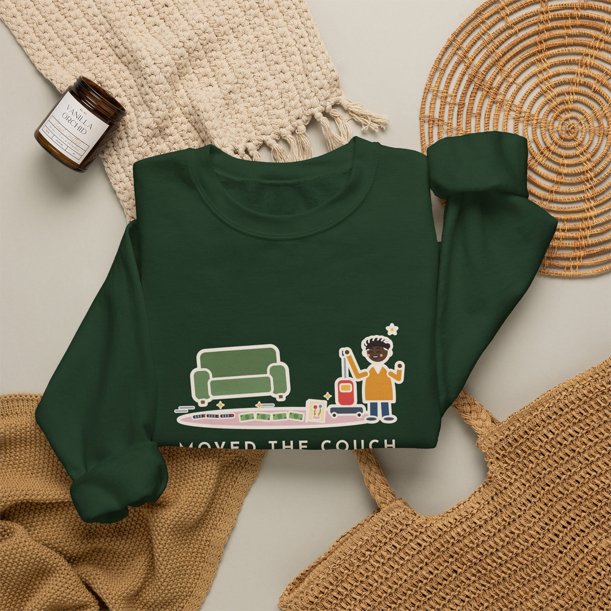 Cleaning Day Sweatshirt, Moved the Couch to Vacuum, Found Three Remotes and Last Year's Birthday Card, Funny Under the Couch Crewneck