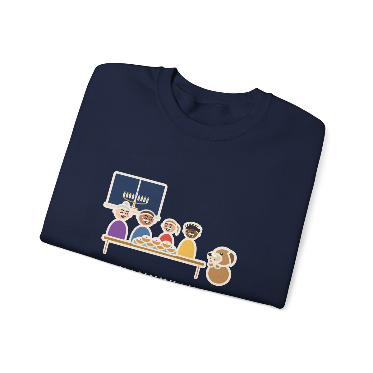 Hanukkah Sweatshirt, One Tray of Jelly Doughnuts, Powdered Sugar on Every Face, the Dog's Too, Funny Sugar Mustaches Crewneck
