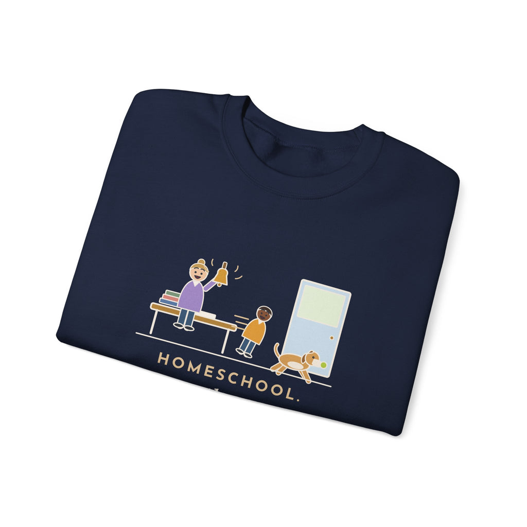 Homeschool Crewneck Sweatshirt - Recess Bell for One Kid and the Dog
