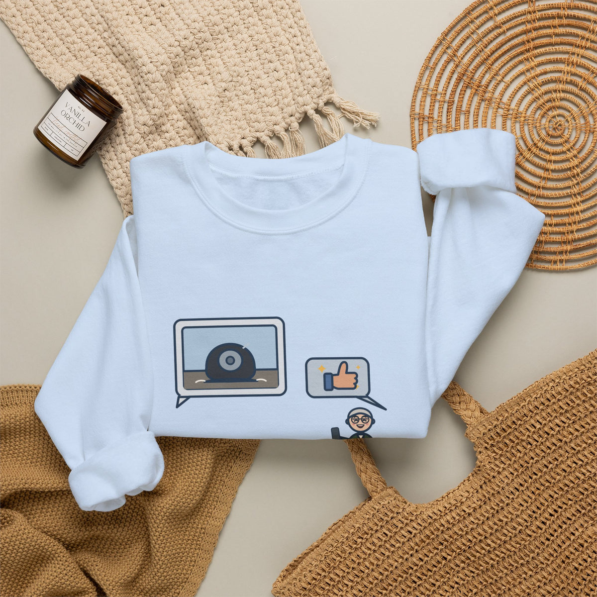 Funny Family Group Chat Crewneck Sweatshirt - Dad Said Awesome to My Flat Tire