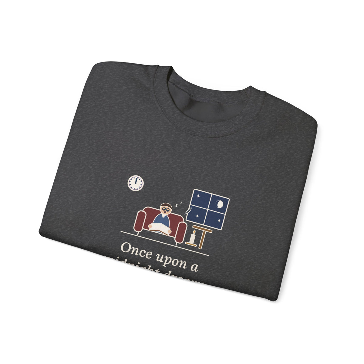 Once Upon a Midnight Dreary Sweatshirt, Gothic Poe Quote Crewneck with Midnight Study