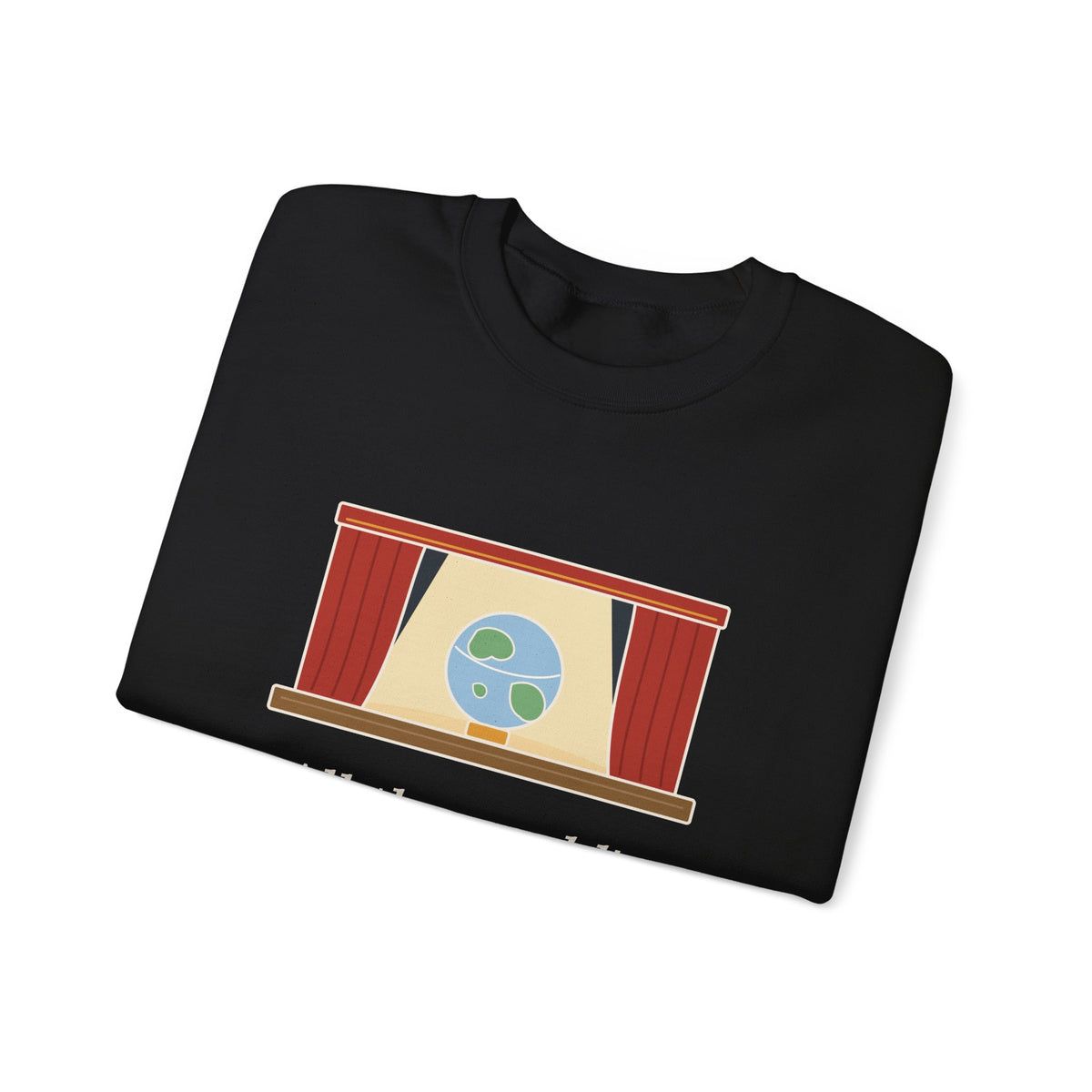 All the World's a Stage Sweatshirt, Theatre Shakespeare Quote Crewneck with Globe on Stage