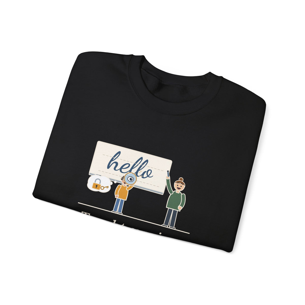 Cursive Handwriting Teacher Crewneck Sweatshirt - Secret Code Magnifying Glass Student