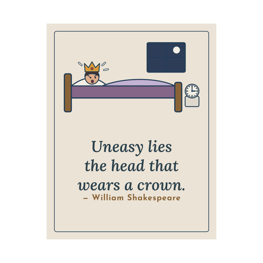 Shakespeare Quote Poster, Uneasy Lies the Head That Wears a Crown, Leadership 3 A.M. Crown Wall Art