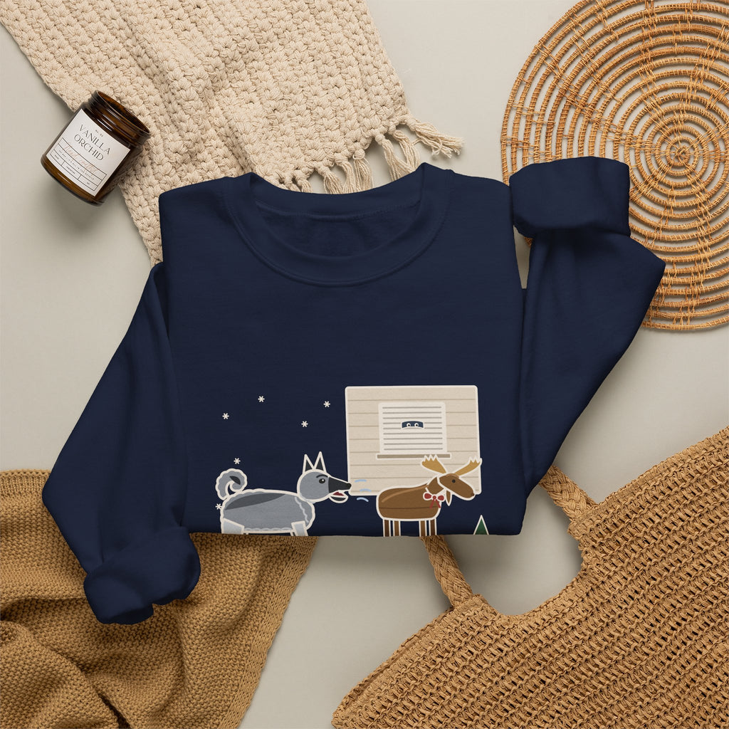 Norwegian Elkhound Crewneck Sweatshirt - Barked at the Plastic Lawn Moose for an Hour