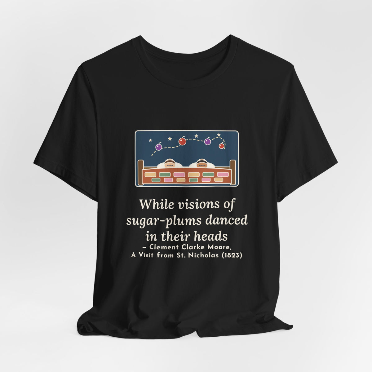 Moore Quote T-Shirt, Visions of Sugar-Plums, Christmas Sleeping Children Tee