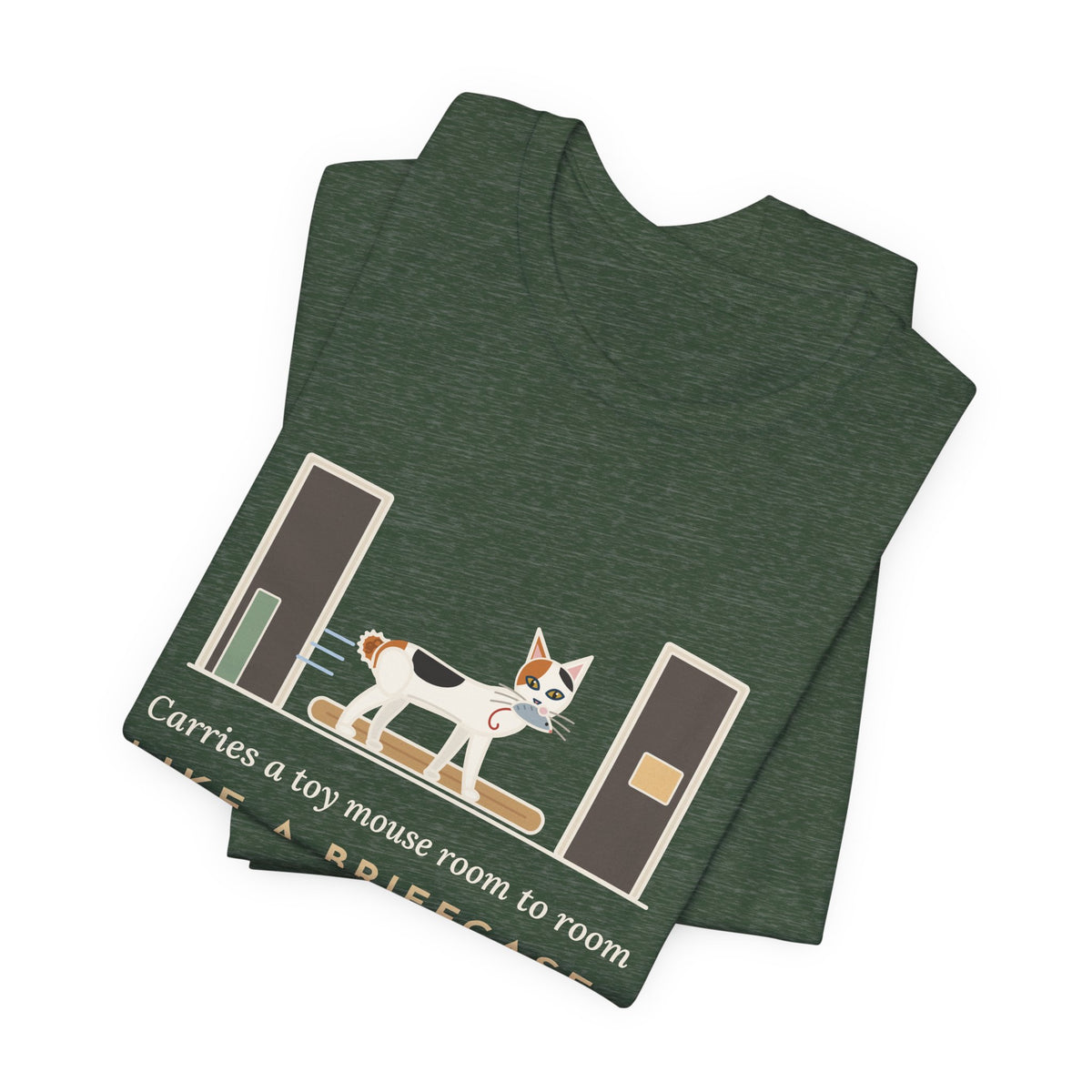 Japanese Bobtail Cat T-Shirt - Carries a Toy Mouse Room to Room Like a Briefcase