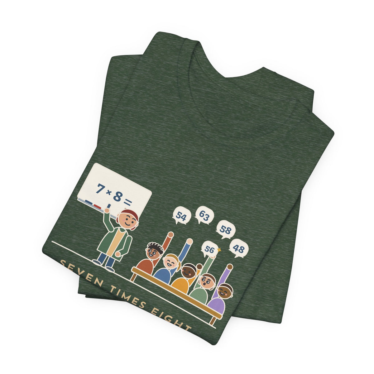 4th Grade Teacher T-Shirt - Seven Times Eight. Thirty Hands Up, Thirty Answers.
