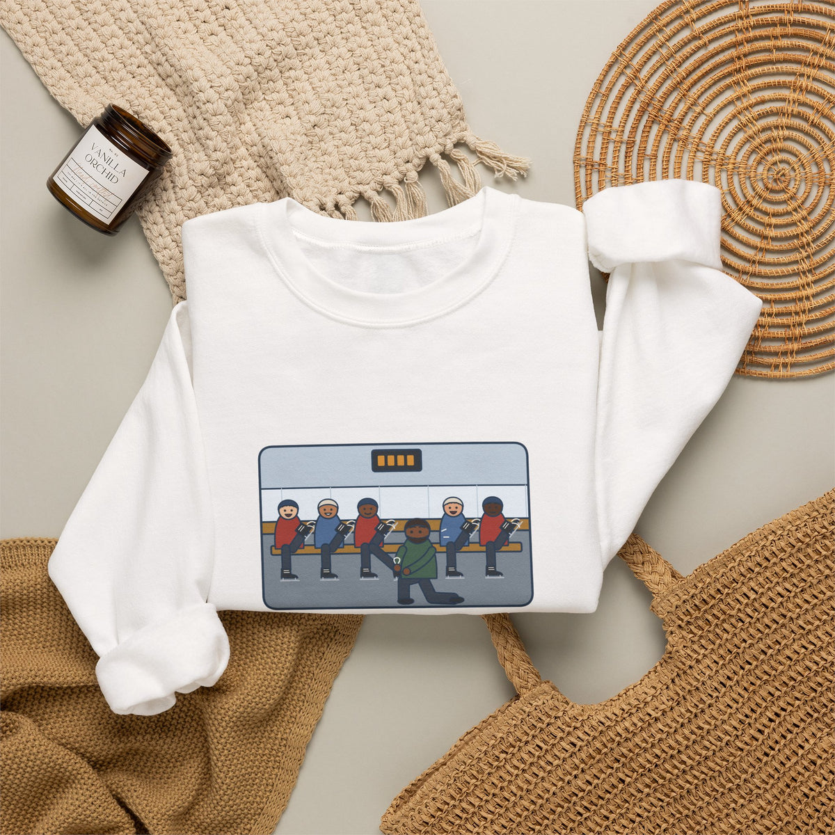 Hockey Coach Sweatshirt, Forty Minutes on the Rink, Thirty-Five of Them Tying Skates, Funny Rink Bench Crewneck