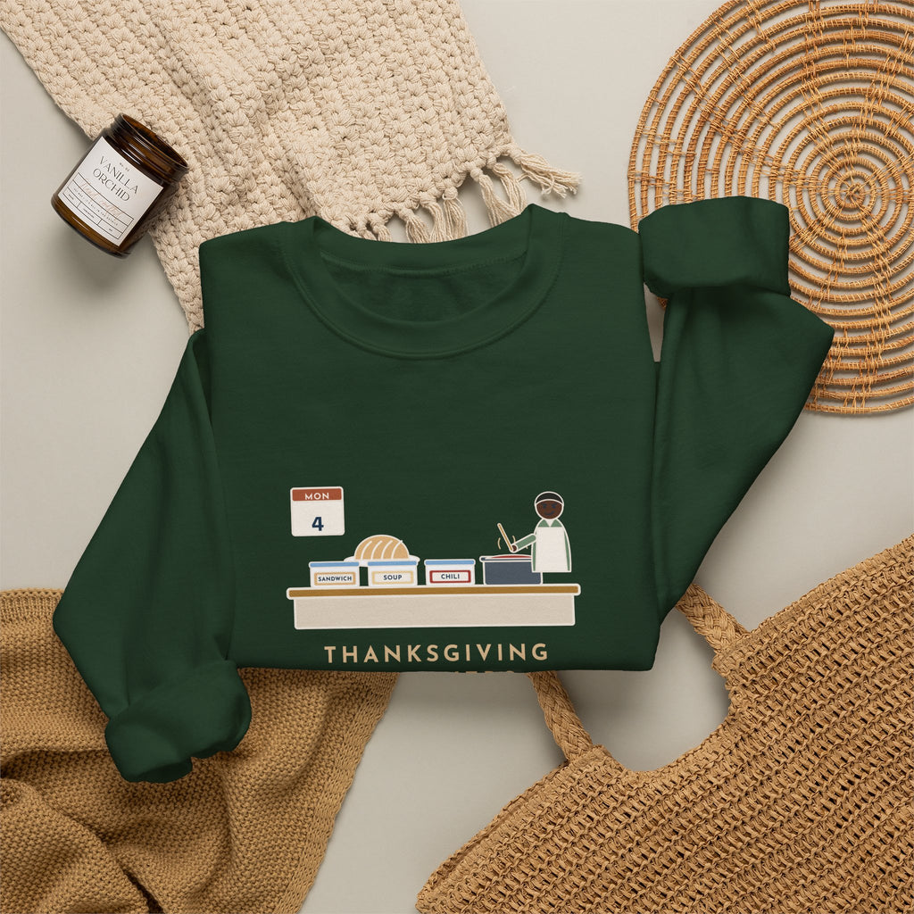 Thanksgiving Leftovers Sweatshirt, Day Four, Sandwich, Then Soup, Now Turkey Chili, Funny Leftover Plan Crewneck