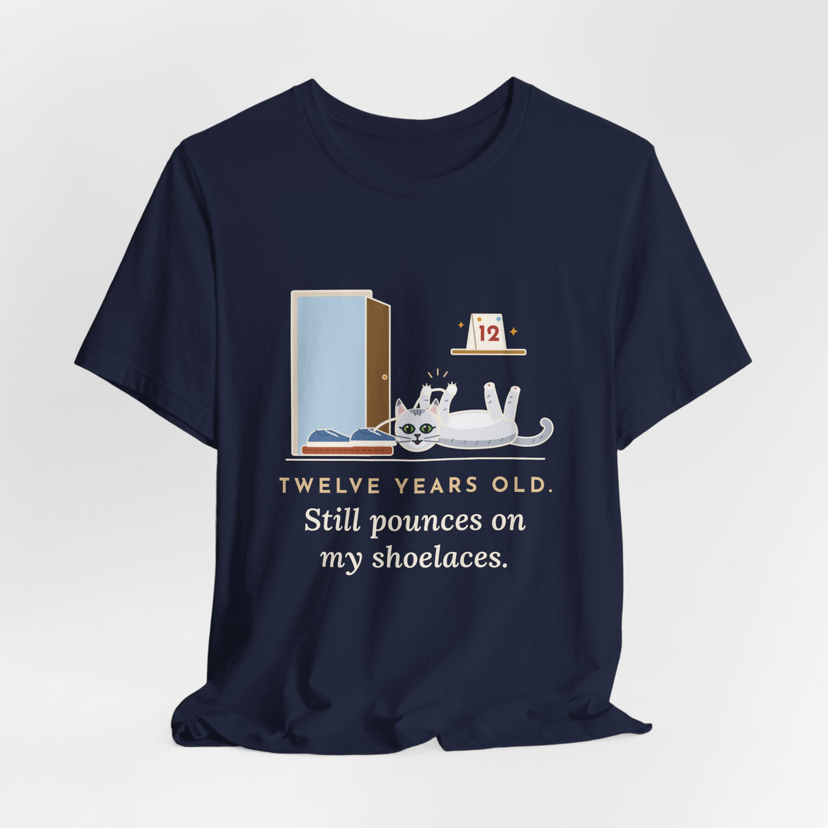 Burmilla Cat T-Shirt - Twelve Years Old, Still Pounces on My Shoelaces Senior Cat Lover Tee