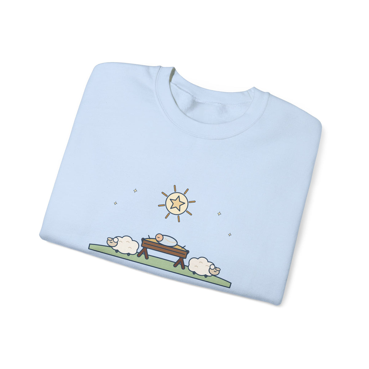 Away in a Manger Sweatshirt, Christmas Anonymous Quote Crewneck with Manger and Lambs