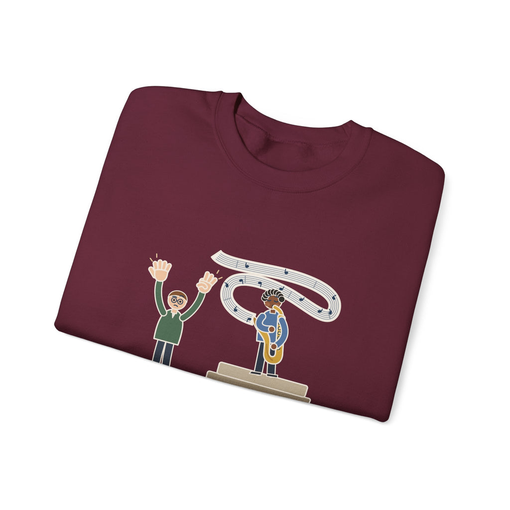 School Jazz Band Director Crewneck Sweatshirt - Eight Bars, The Sax Took Thirty-Two