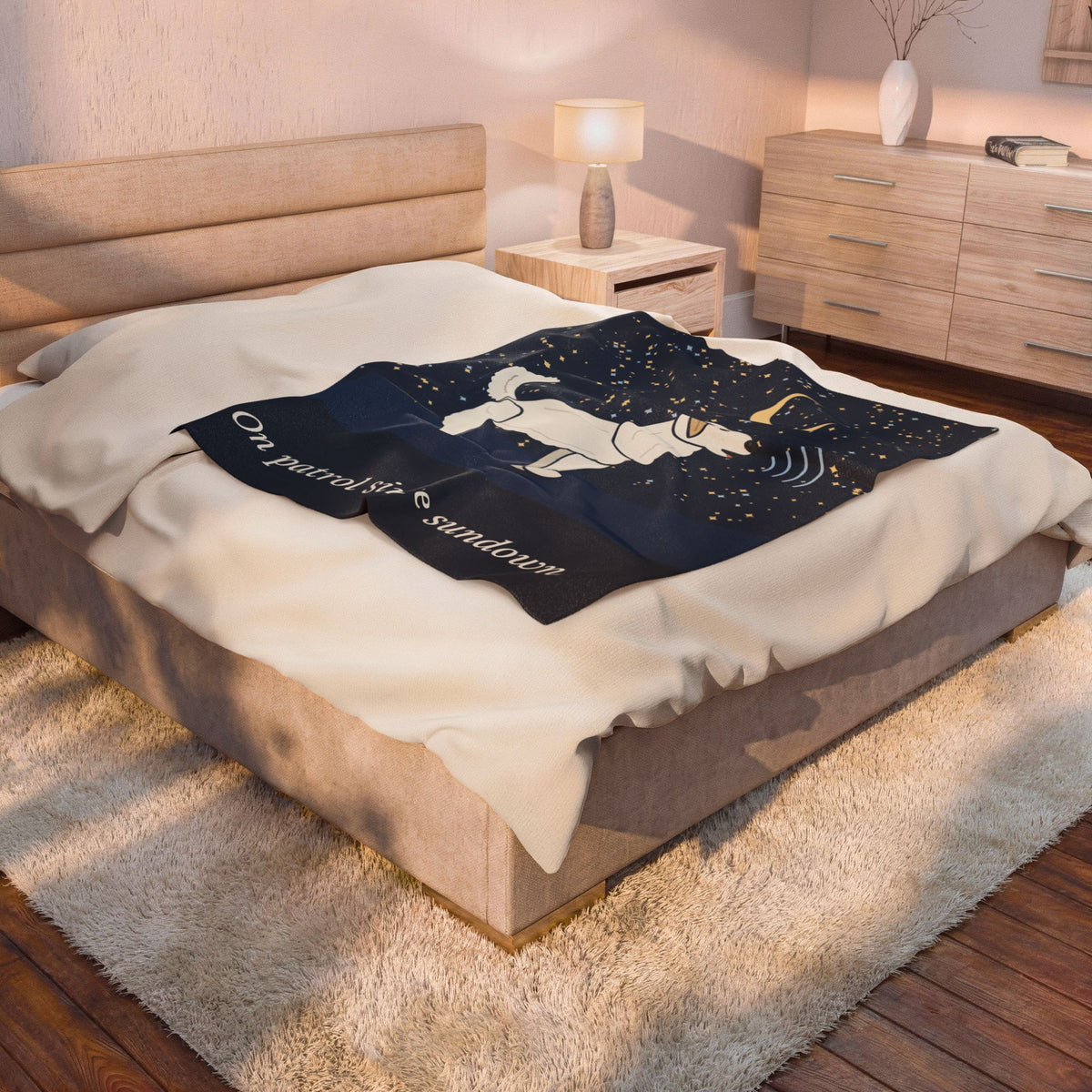 Great Pyrenees Blanket - On Patrol Since Sundown Velveteen Plush Throw for Pyr Lovers