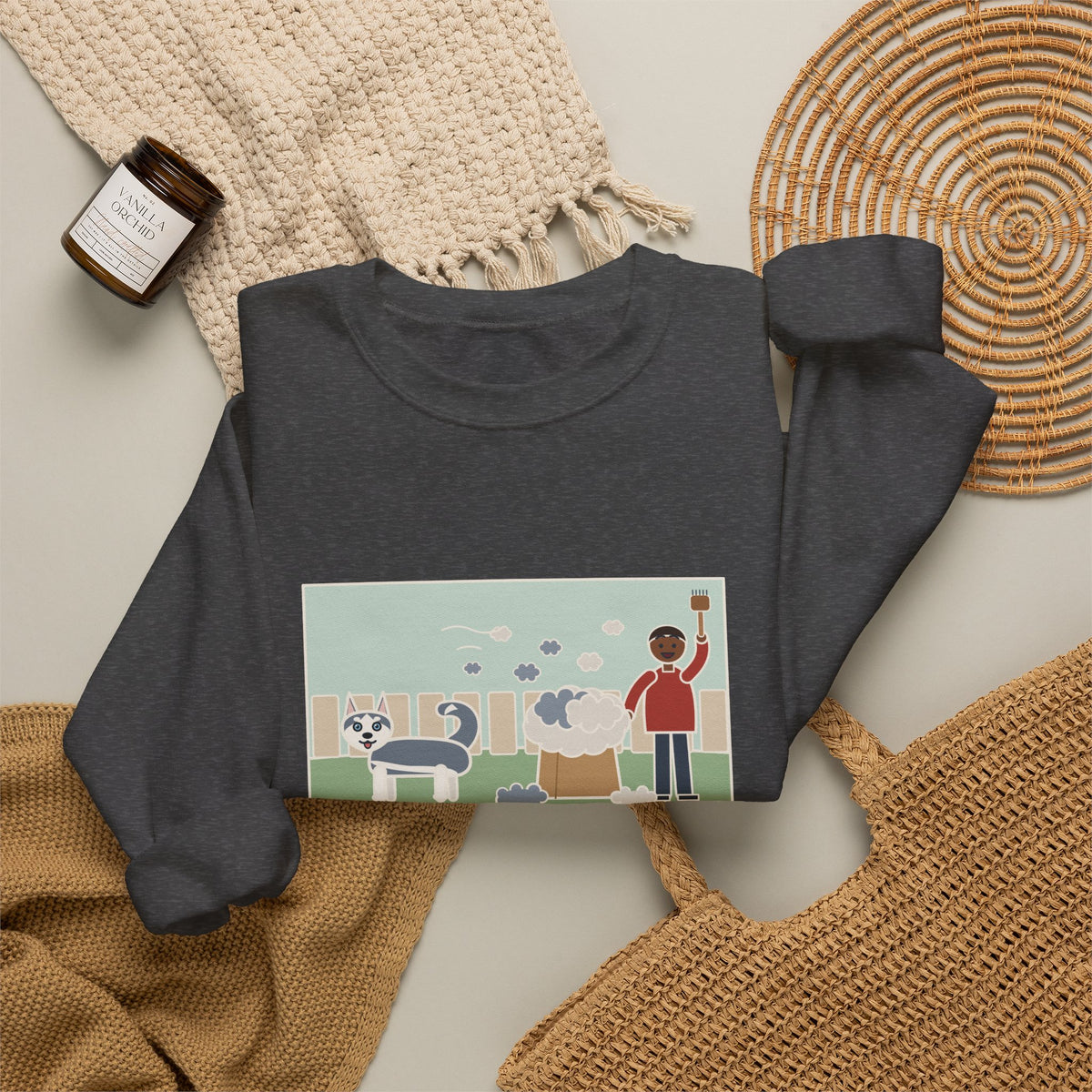 Pomsky Sweatshirt, Shed One Winter Coat, We Filled a Grocery Bag with It, Funny Shedding Season Crewneck