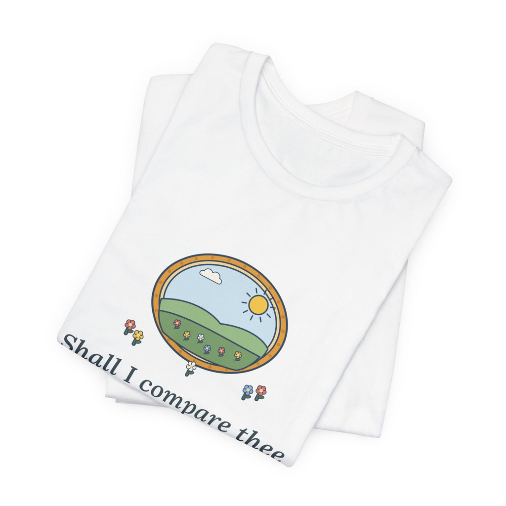 Shakespeare Quote T-Shirt, Shall I Compare Thee to a Summer's Day, Love Framed Meadow Tee