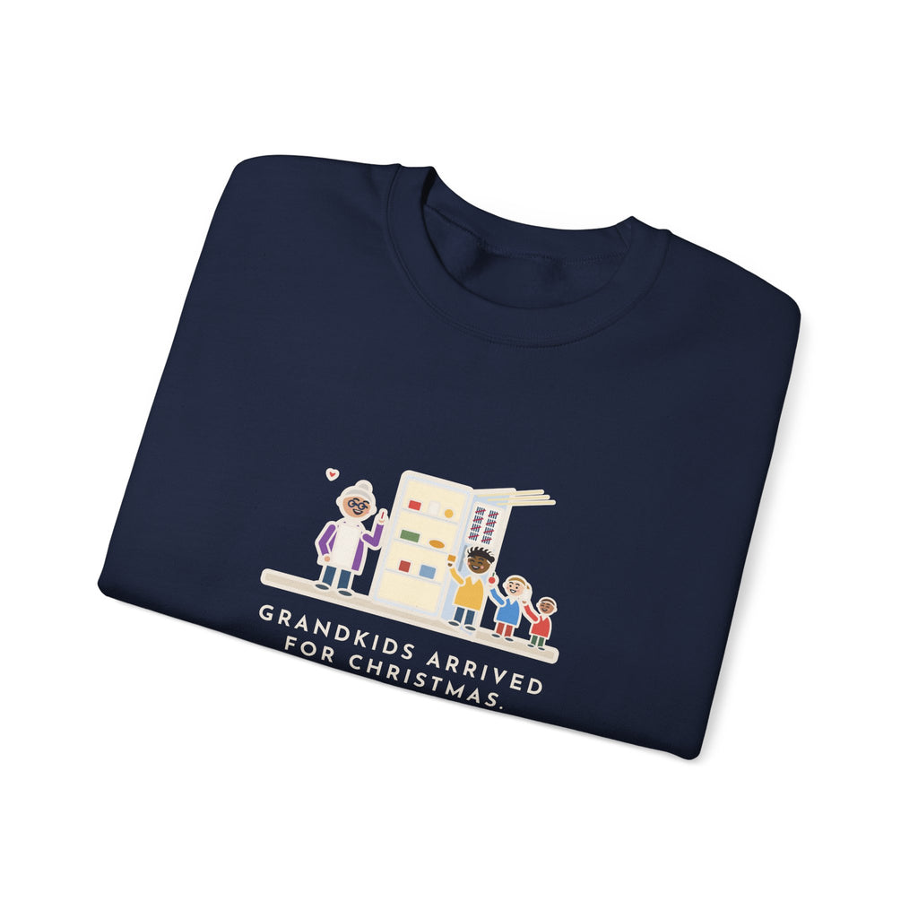 Grandkids at Christmas Sweatshirt, Arrived for the Holiday, The Fridge Door Opened Forty Times in the First Hour